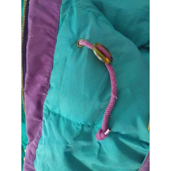 VTG London Fog Purple Teal Down Puffer Women size Large Jacket Coat Mid Length - Picture 12 of 14